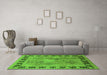 Machine Washable Oriental Green Traditional Area Rugs in a Living Room,, wshurb820grn