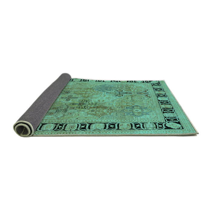 Sideview of Oriental Turquoise Traditional Rug, urb820turq