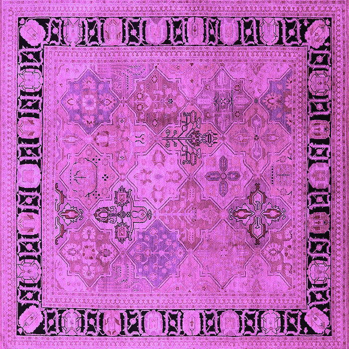 Square Machine Washable Oriental Purple Traditional Area Rugs, wshurb820pur