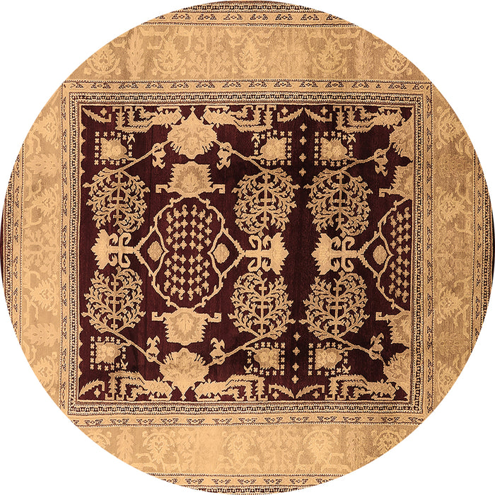 Round Oriental Brown Industrial Rug, urb821brn