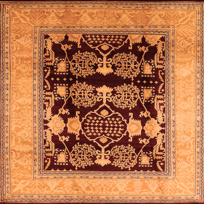 Square Oriental Orange Industrial Rug, urb821org