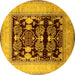 Round Oriental Yellow Industrial Rug, urb821yw