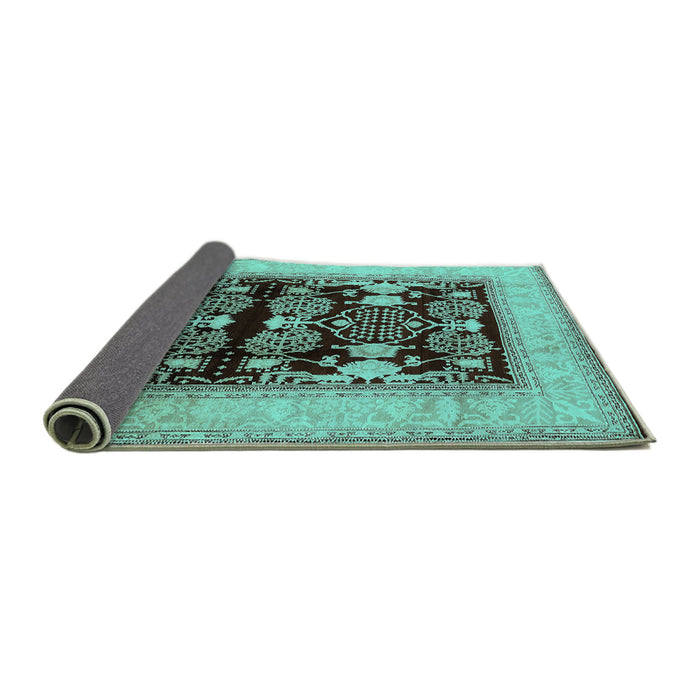 Sideview of Oriental Turquoise Industrial Rug, urb821turq