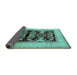 Sideview of Oriental Turquoise Industrial Rug, urb821turq