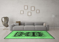 Machine Washable Oriental Emerald Green Industrial Rug, wshurb821emgrn