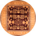 Round Oriental Orange Industrial Rug, urb821org