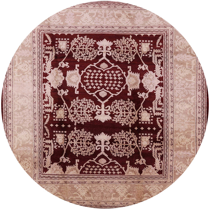 Round Mid-Century Modern Pastel Orange Oriental Rug, urb821