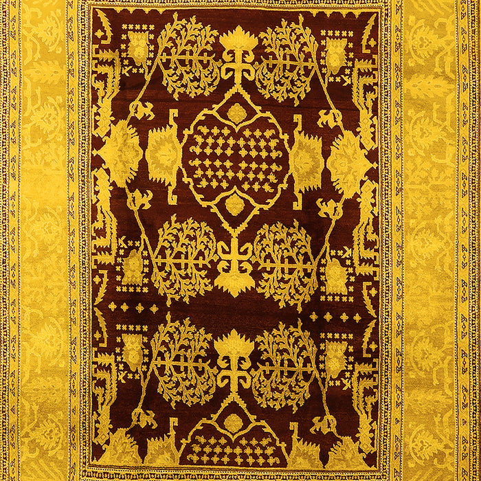 Machine Washable Oriental Yellow Industrial Rug, wshurb821yw