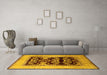 Machine Washable Oriental Yellow Industrial Rug in a Living Room, wshurb821yw