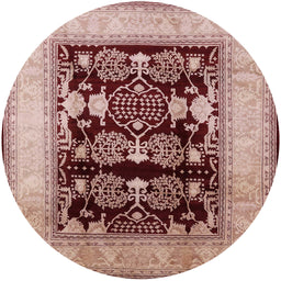 Round Machine Washable Industrial Modern Pastel Orange Rug, wshurb821