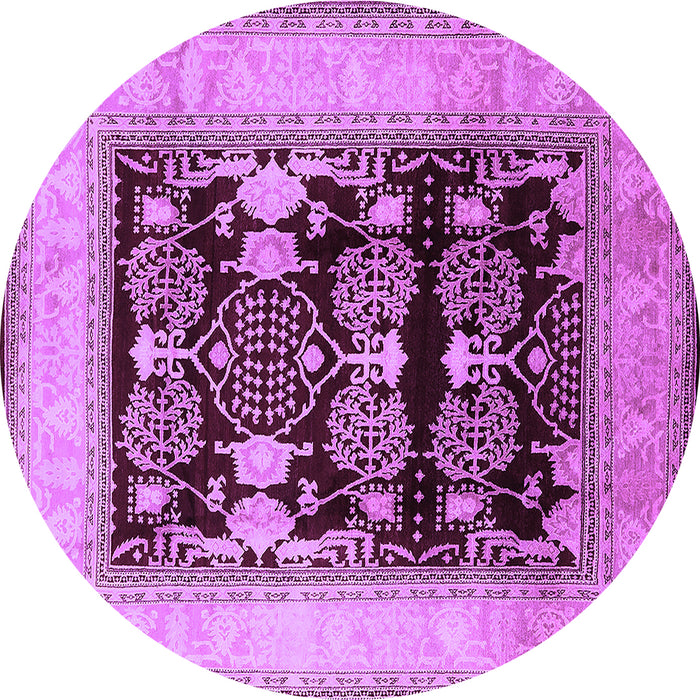 Round Machine Washable Oriental Purple Industrial Area Rugs, wshurb821pur
