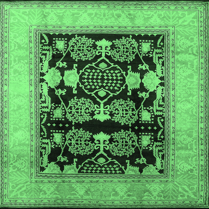 Square Oriental Emerald Green Industrial Rug, urb821emgrn