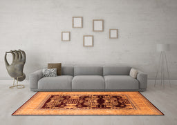 Machine Washable Oriental Orange Industrial Area Rugs in a Living Room, wshurb821org