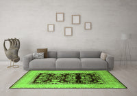 Machine Washable Oriental Green Industrial Rug, wshurb821grn