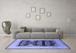 Machine Washable Oriental Blue Industrial Rug in a Living Room, wshurb821blu