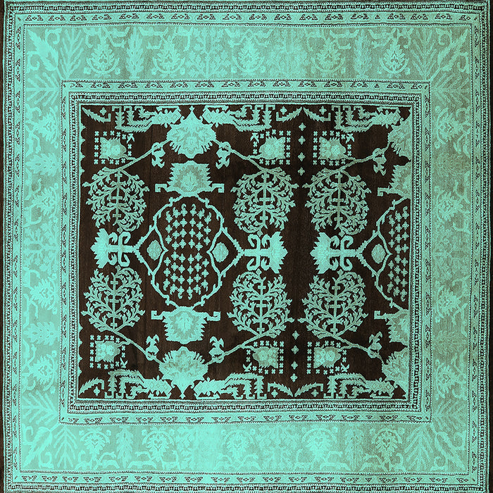 Square Oriental Turquoise Industrial Rug, urb821turq