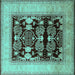 Square Oriental Turquoise Industrial Rug, urb821turq