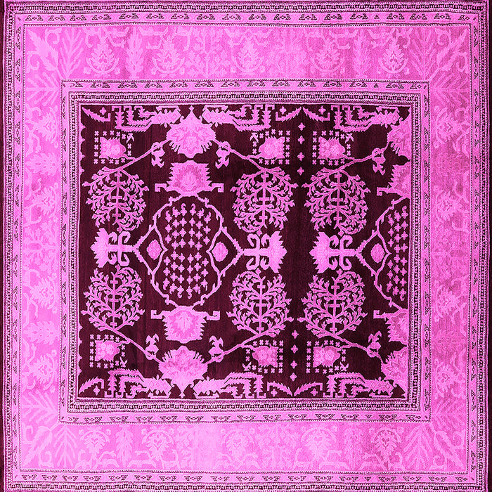 Square Machine Washable Oriental Pink Industrial Rug, wshurb821pnk