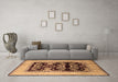 Machine Washable Oriental Brown Industrial Rug in a Living Room,, wshurb821brn