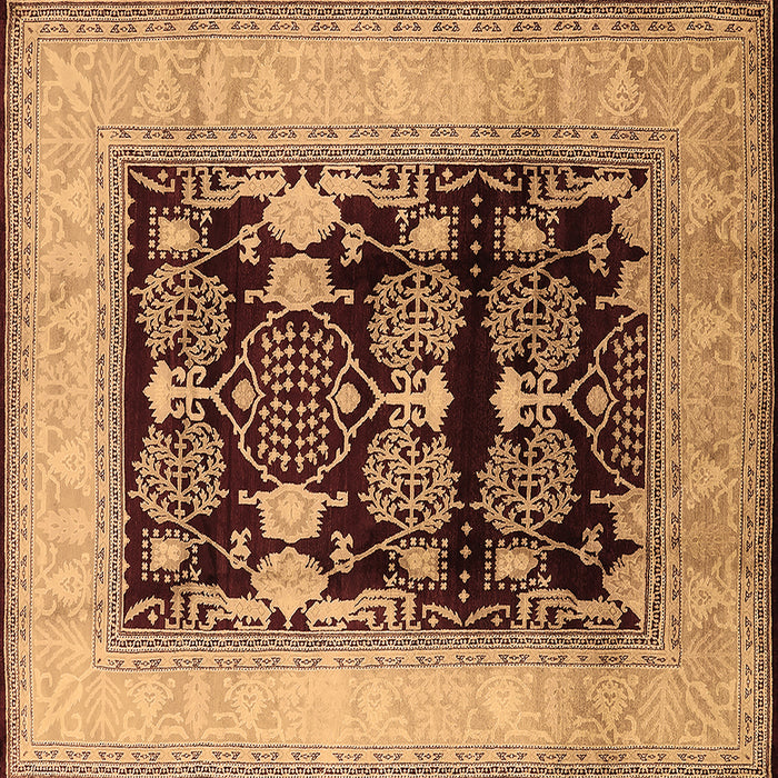 Square Machine Washable Oriental Brown Industrial Rug, wshurb821brn