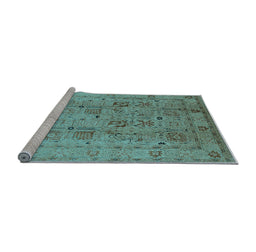 Sideview of Machine Washable Oriental Light Blue Traditional Rug, wshurb822lblu