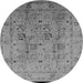 Round Machine Washable Oriental Gray Traditional Rug, wshurb822gry