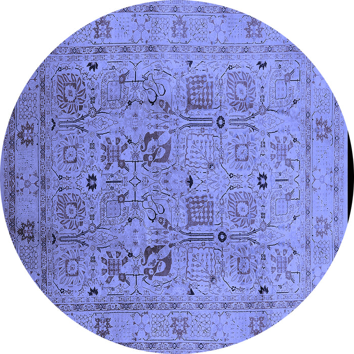 Round Oriental Blue Traditional Rug, urb822blu