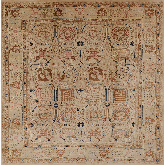 Square Mid-Century Modern Light Brown Oriental Rug, urb822