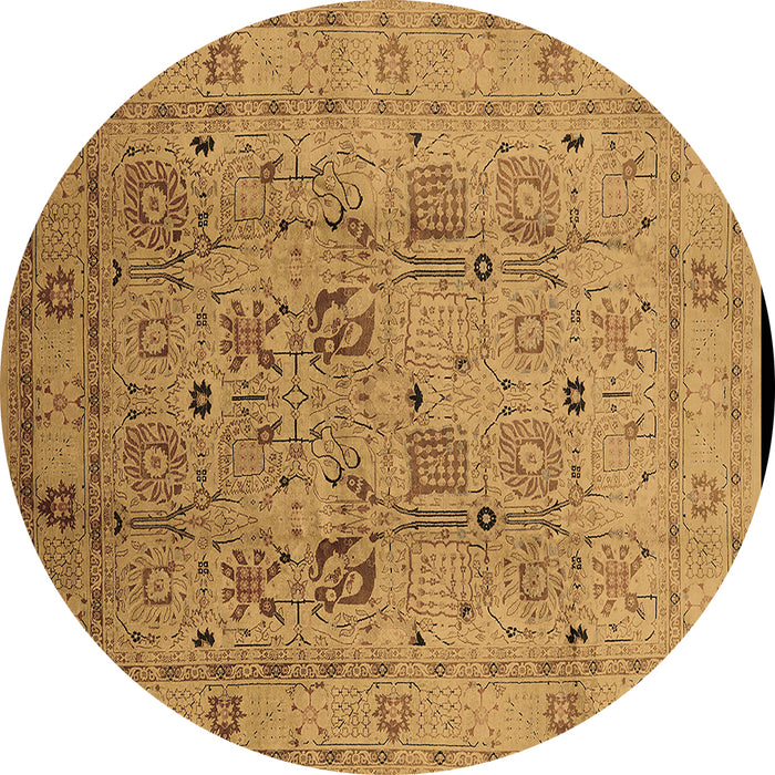 Round Oriental Brown Traditional Rug, urb822brn