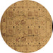 Round Oriental Brown Traditional Rug, urb822brn