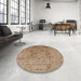 Round Mid-Century Modern Light Brown Oriental Rug in a Office, urb822