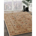 Mid-Century Modern Light Brown Oriental Rug in Family Room, urb822