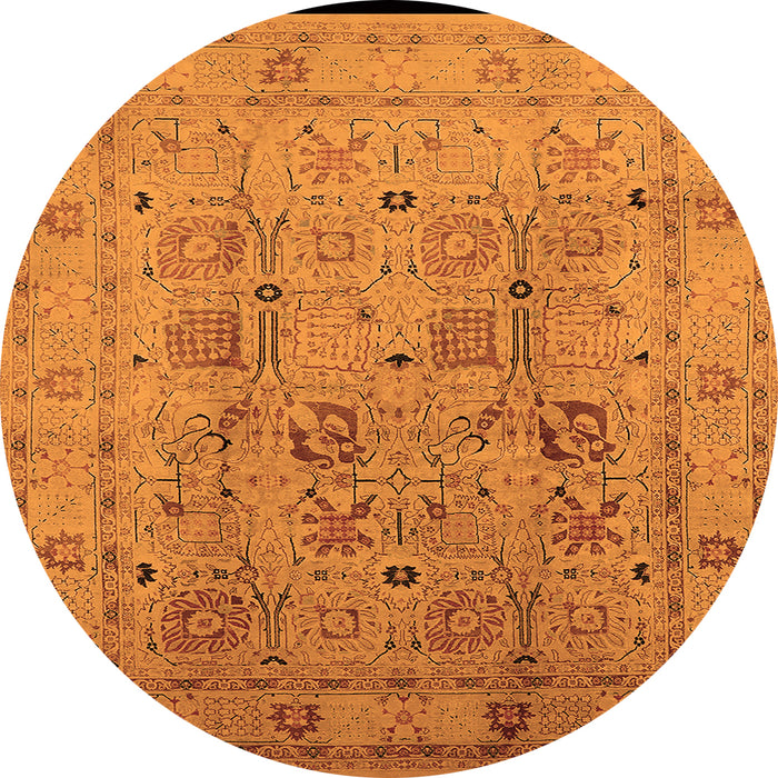 Round Oriental Orange Traditional Rug, urb822org