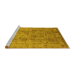 Sideview of Machine Washable Oriental Yellow Traditional Rug, wshurb822yw