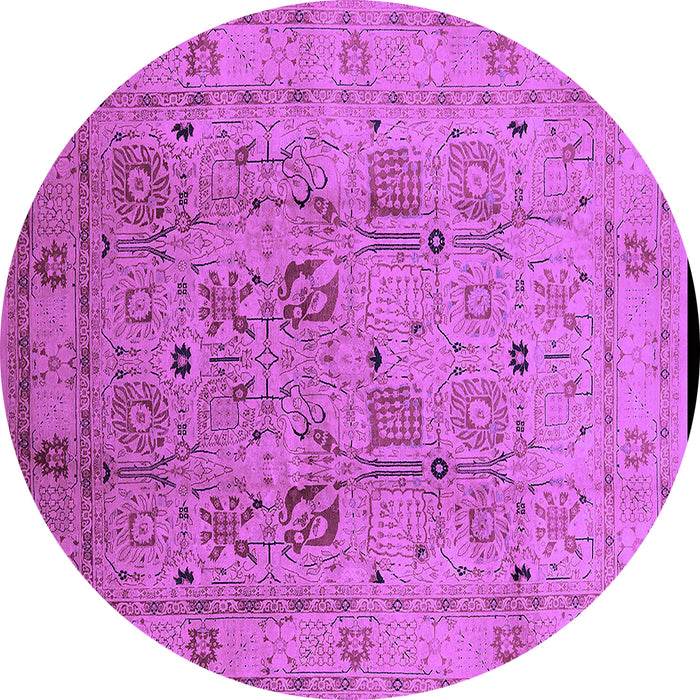 Round Oriental Purple Traditional Rug, urb822pur