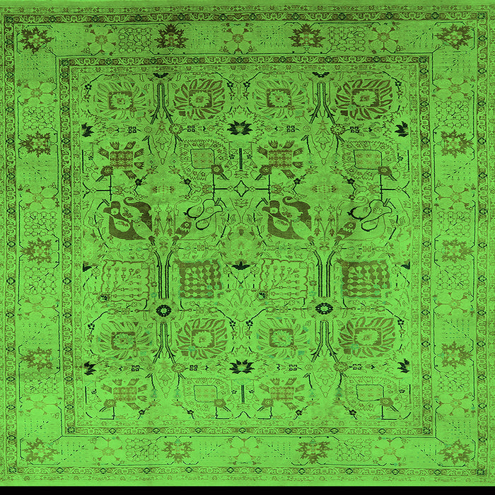 Square Oriental Green Traditional Rug, urb822grn