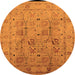 Round Machine Washable Oriental Orange Traditional Area Rugs, wshurb822org