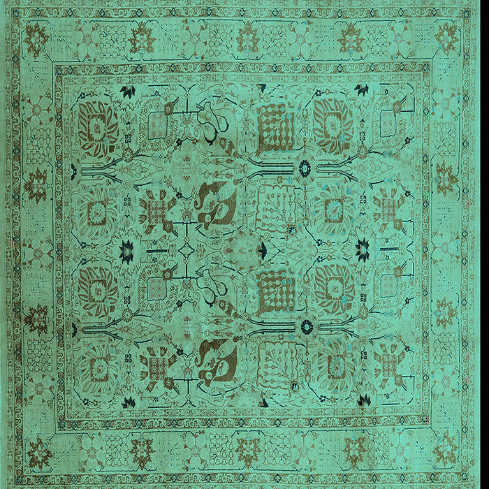 Square Oriental Turquoise Traditional Rug, urb822turq