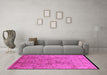 Machine Washable Oriental Pink Traditional Rug in a Living Room, wshurb822pnk