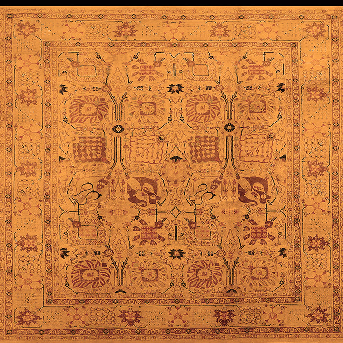 Square Machine Washable Oriental Orange Traditional Area Rugs, wshurb822org