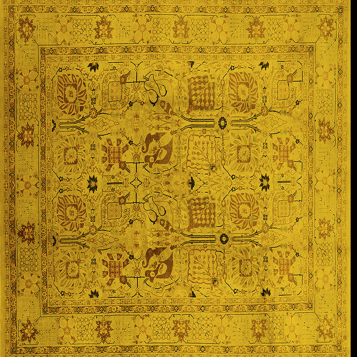 Square Oriental Yellow Traditional Rug, urb822yw