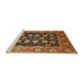 Sideview of Machine Washable Industrial Modern Saffron Red Rug, wshurb823