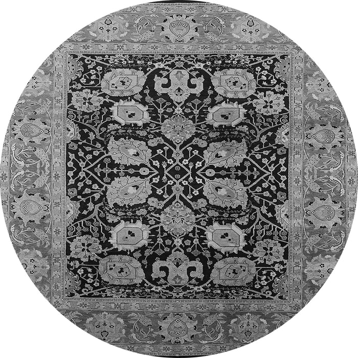Round Oriental Gray Industrial Rug, urb823gry