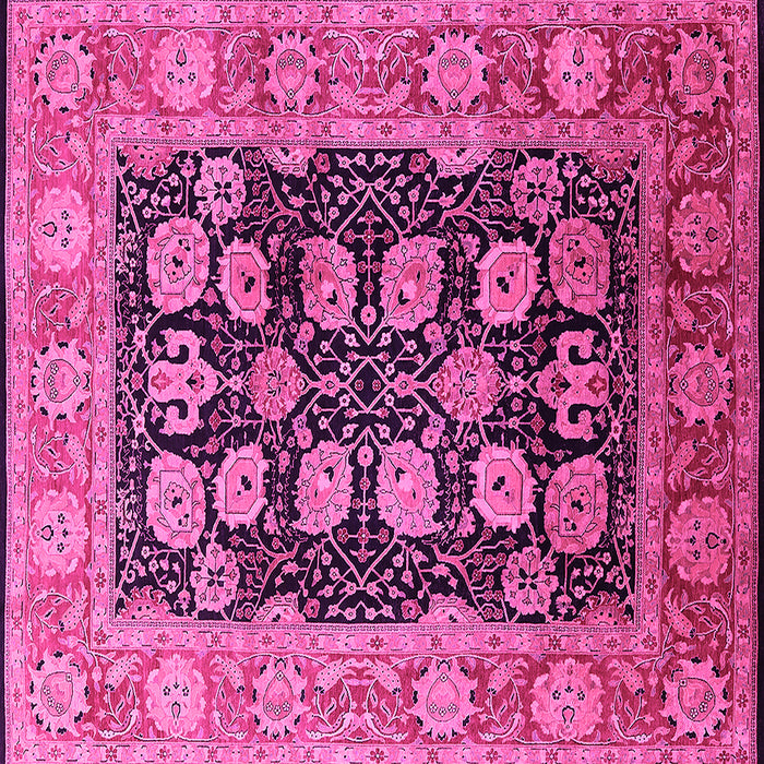 Square Machine Washable Oriental Pink Industrial Rug, wshurb823pnk