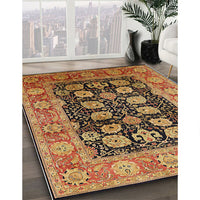 Mid-Century Modern Saffron Red Oriental Rug, urb823