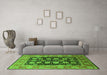 Machine Washable Oriental Green Industrial Area Rugs in a Living Room,, wshurb823grn