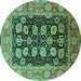 Round Oriental Turquoise Industrial Rug, urb823turq