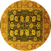 Round Oriental Yellow Industrial Rug, urb823yw