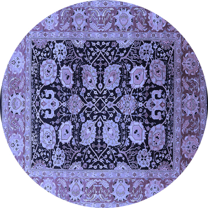 Round Oriental Blue Industrial Rug, urb823blu