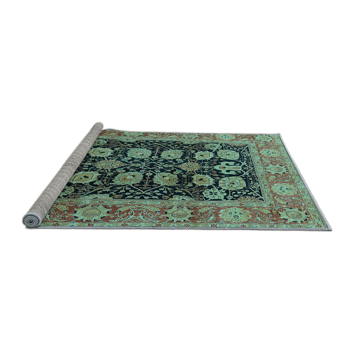 Sideview of Machine Washable Oriental Light Blue Industrial Rug, wshurb823lblu